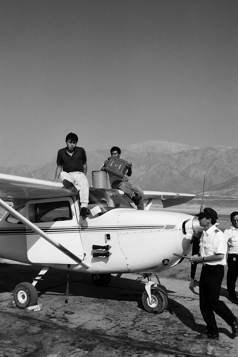 Tankování, letiště Nazca